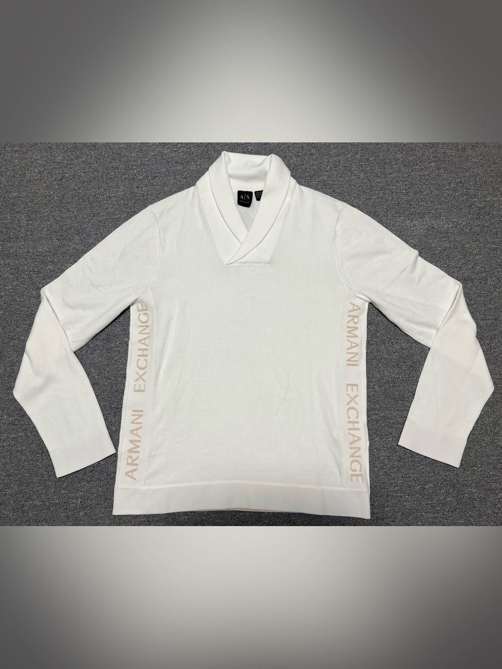 Armani Exchange Men's White Shawl-Collar Pullover Sweater Size L